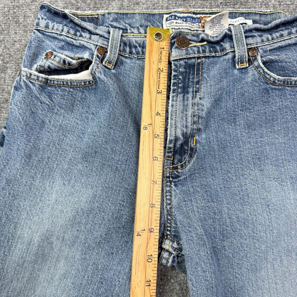 Vintage Old Navy Bootcut Jeans Sz 8 Mid Rise Stretch Below Waist Distressed Y2K - Picture 14 of 16